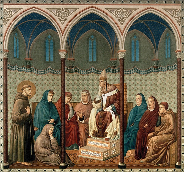 São Francisco pregando diante do Papa Honório III, Giotto di Bondone