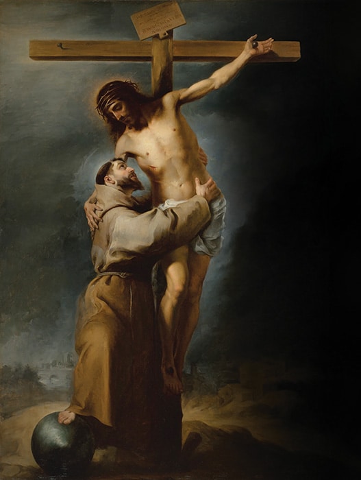 São Francisco abraçando Jesus Cristo na cruz, Bartolomé Estebán‏ Murillo