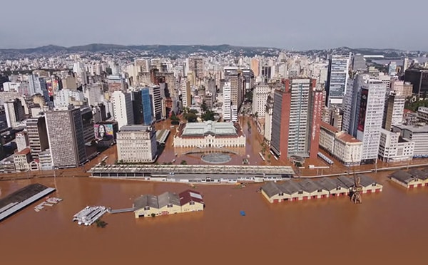 Porto Alegre (RS) alagada, maio de 2024, TV Globo