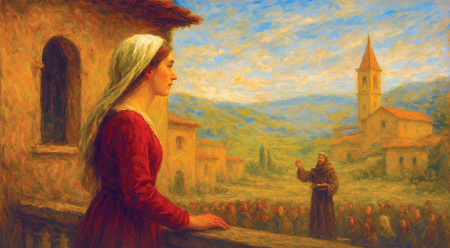 Santo Antônio e a pregação da Palavra que venceu a distância, Arte digital criada com auxílio de IA